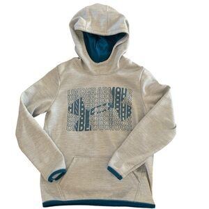 Under Armour Boys Youth Medium Teal/Gray LS Hooded Coldgear Sweatshirt
